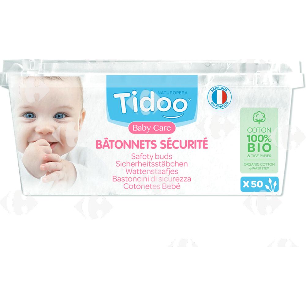 [682888] Bâtonnets Sécurité Bébé Bio Tidoo 50 unités