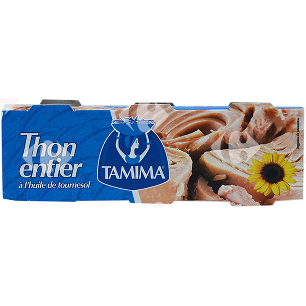 [615295] Pack de Trois Conserves de Thon Entier à l'Huile de Tournesol Tamima 80g.