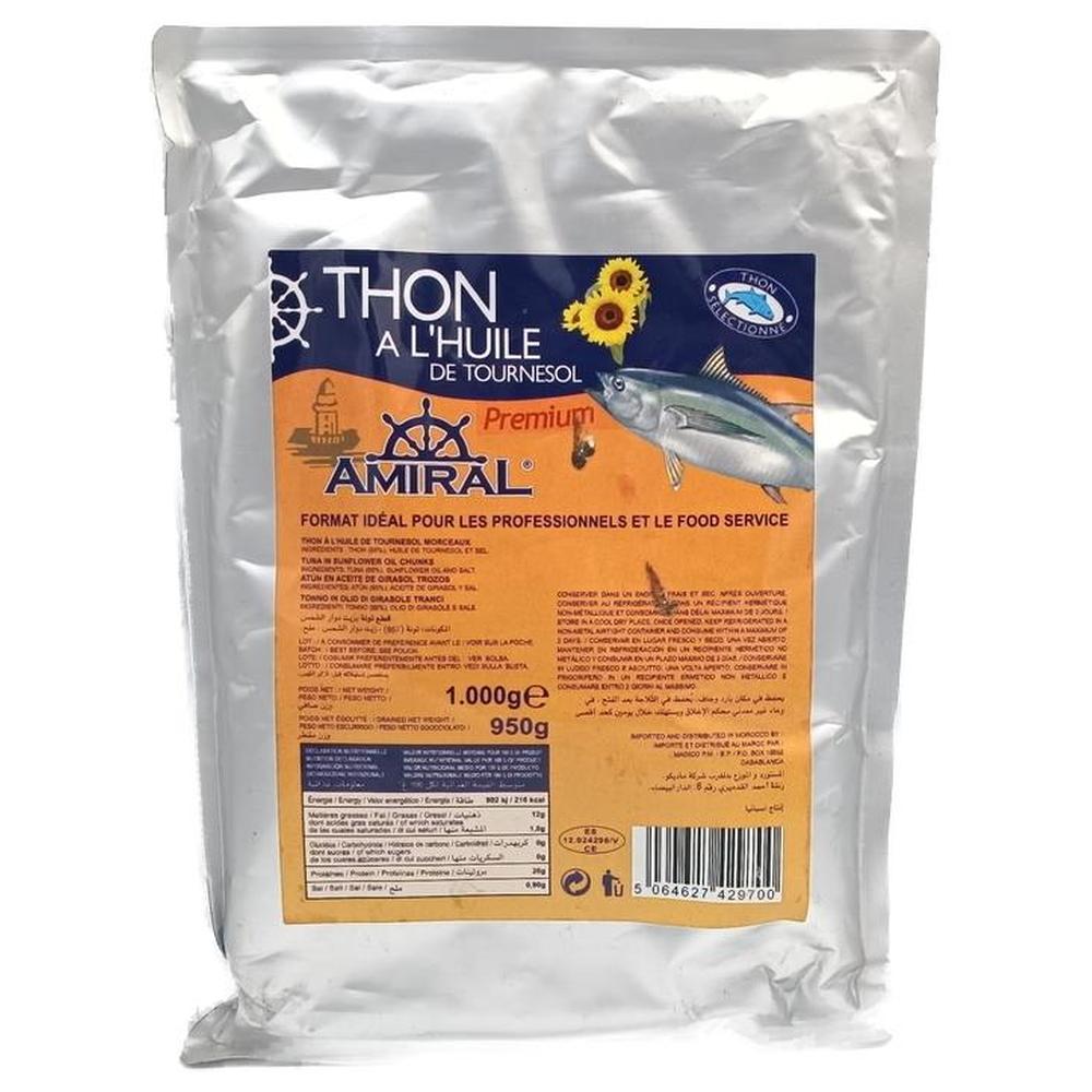 [520854] Thon Entier à l'Huile de Tournesol Amiral 1000g.