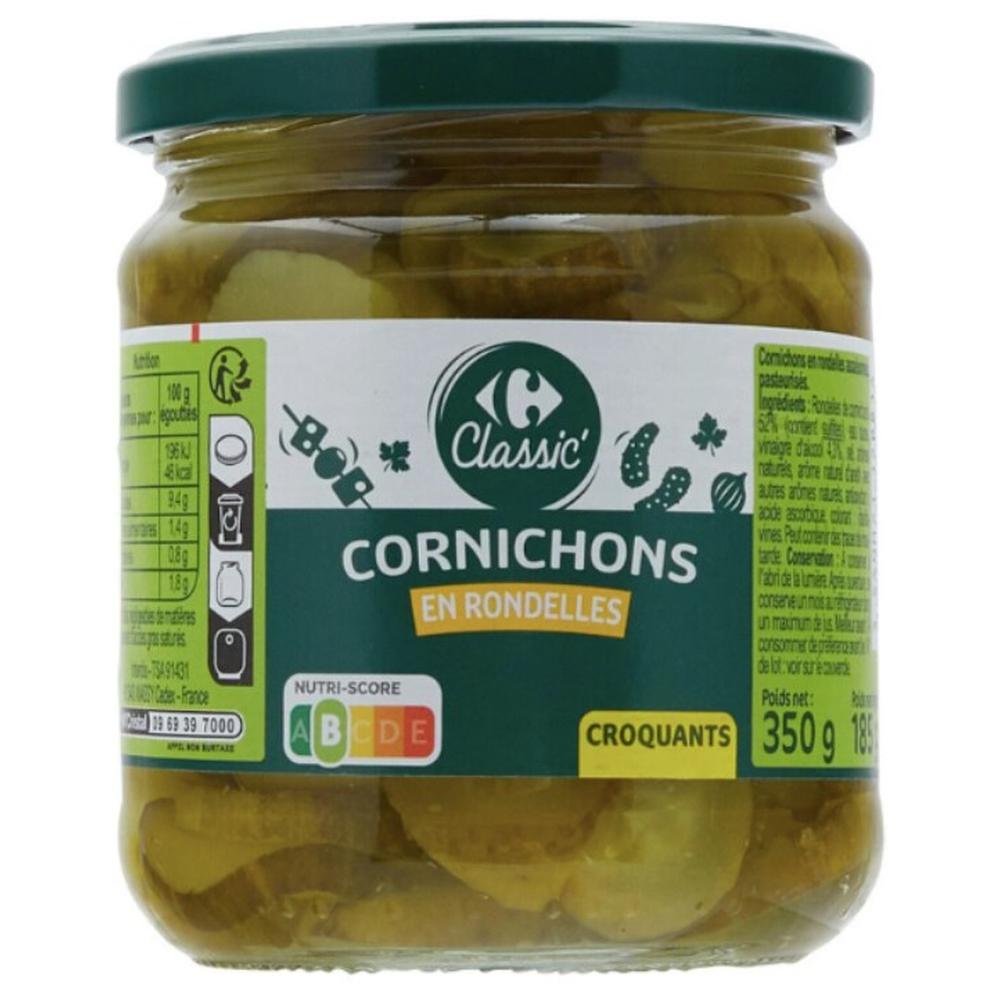 [679056] Cornichons en Rondelles Spécial Burger Carrefour 350g.