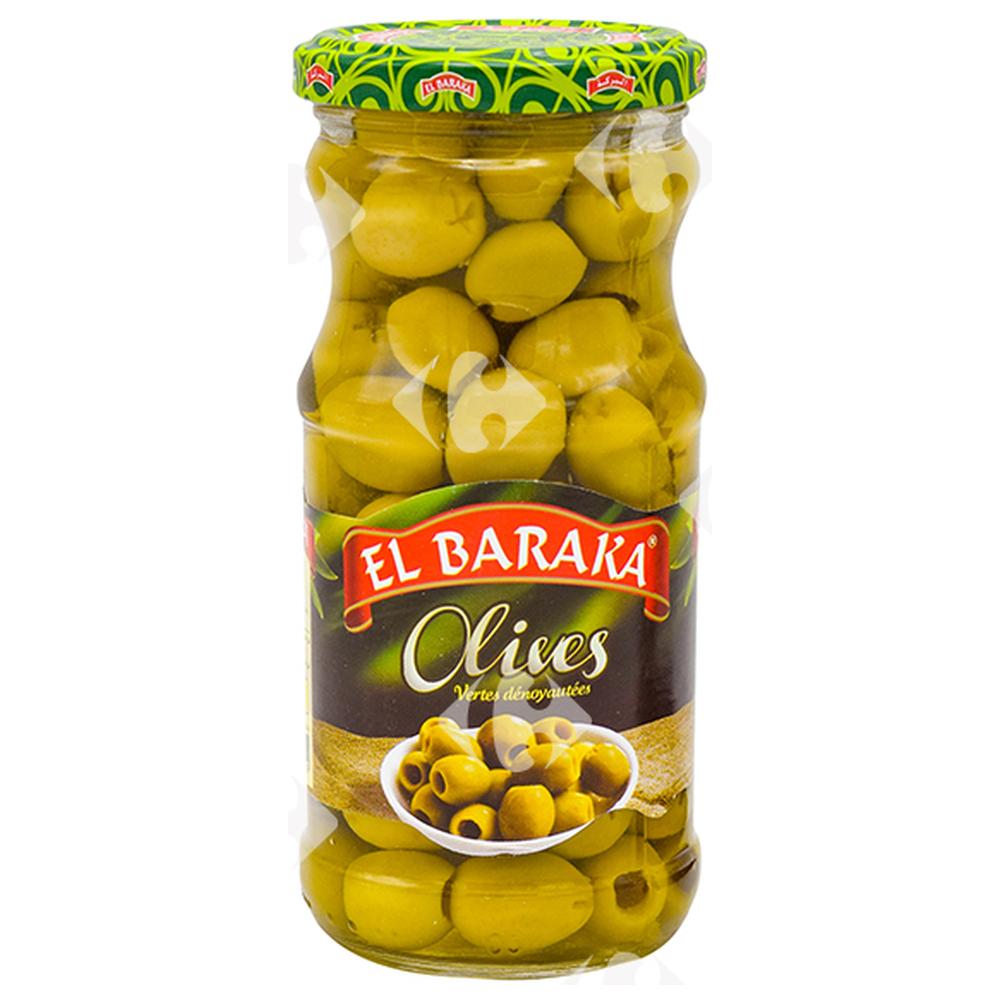 Bocal d'Olives Vertes Dénoyautées El Baraka 37cl.