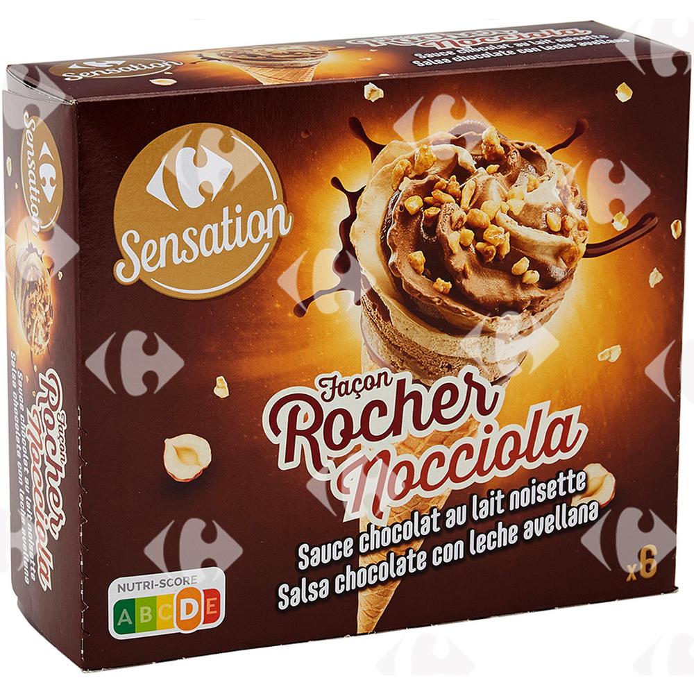 Cônes Glace Façon Rocher Nociola Carrefour 6x390 g.