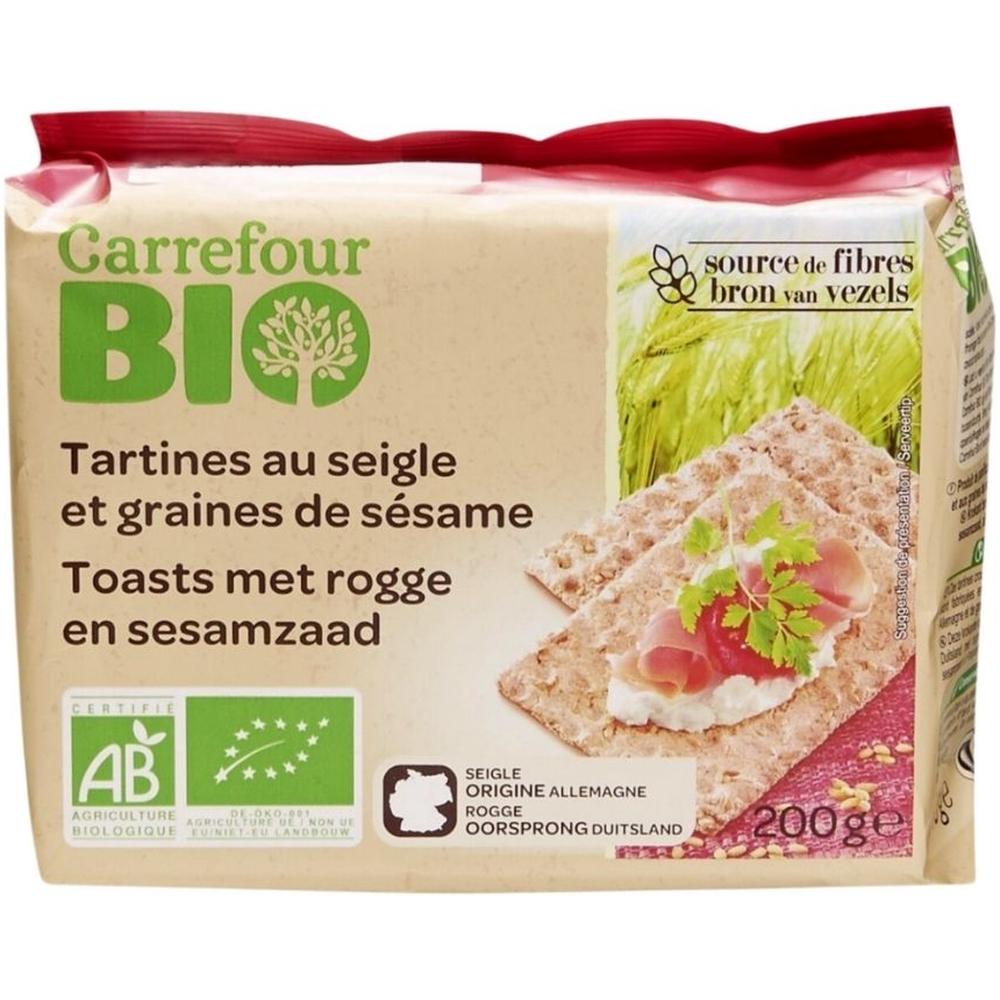 Tartines Bio Crackers Seigle et Graines de Sésame Carrefour Bio 200g