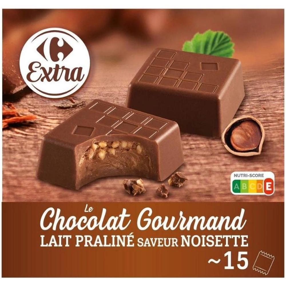 [637813] Carrés Chocolat Au Lait Praliné Carrefour Extra 155g