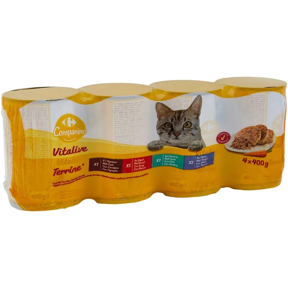 [507938] Assortiment de 4 Pâtées pour Chats Adultes Carrefour 4x400g