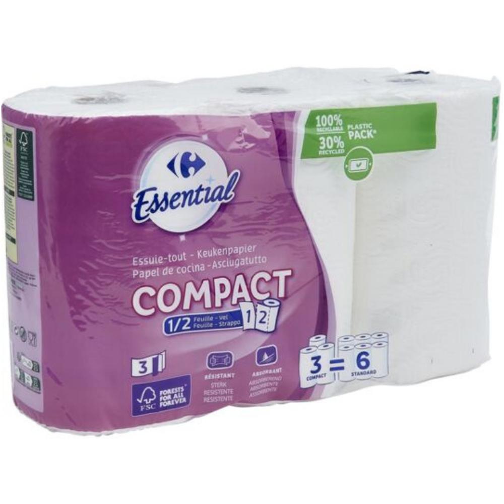 [508258] Essuie-Tout Compact Carrefour Essential 3 unités