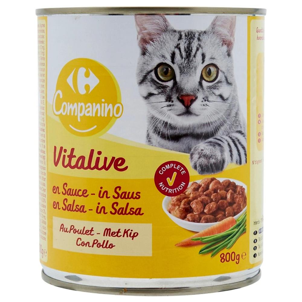 [416003] Pâtée Bouchées Sauce au Poulet et au Foie pour Chats Adultes Carrefour 820g