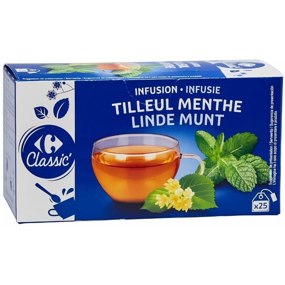Infusion Tilleul Menthe Carrefour Classic 25 Sachets