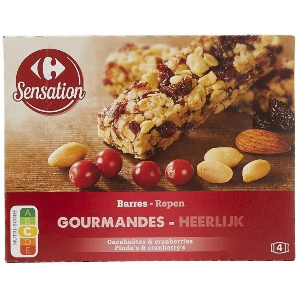 [637761] Barres Cacahuètes et Cramberries Carrefour Sensation 4x35g
