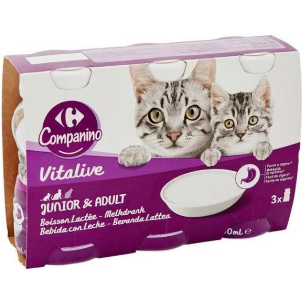 Lait pour Chats Adultes et Chatons Carrefour Companino 3x200ml