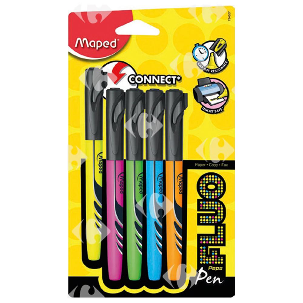 Stylos fluorescents Maped 5 pièces