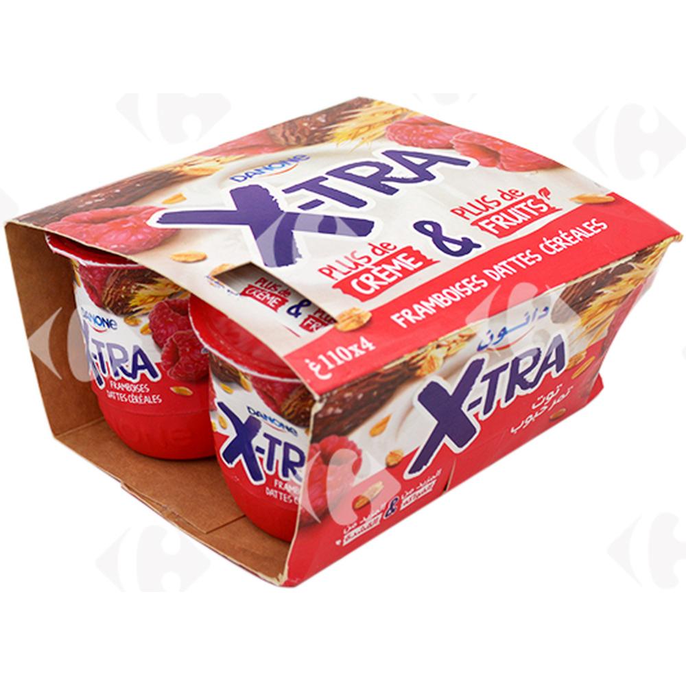 Pack Yaourt à La Cuillère Brassé Framboise Datte Céréales Xtra Danone 110g 4 unités