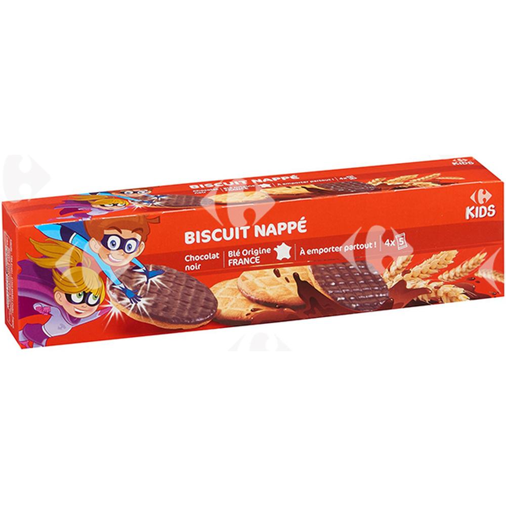 Biscuits Nappé au Chocolat Noir Carrefour Kids 200g.