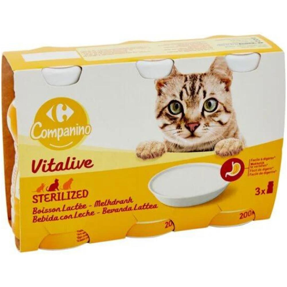 Lait Lactée pour Chats Stérilisés Carrefour Companino 3x200ml