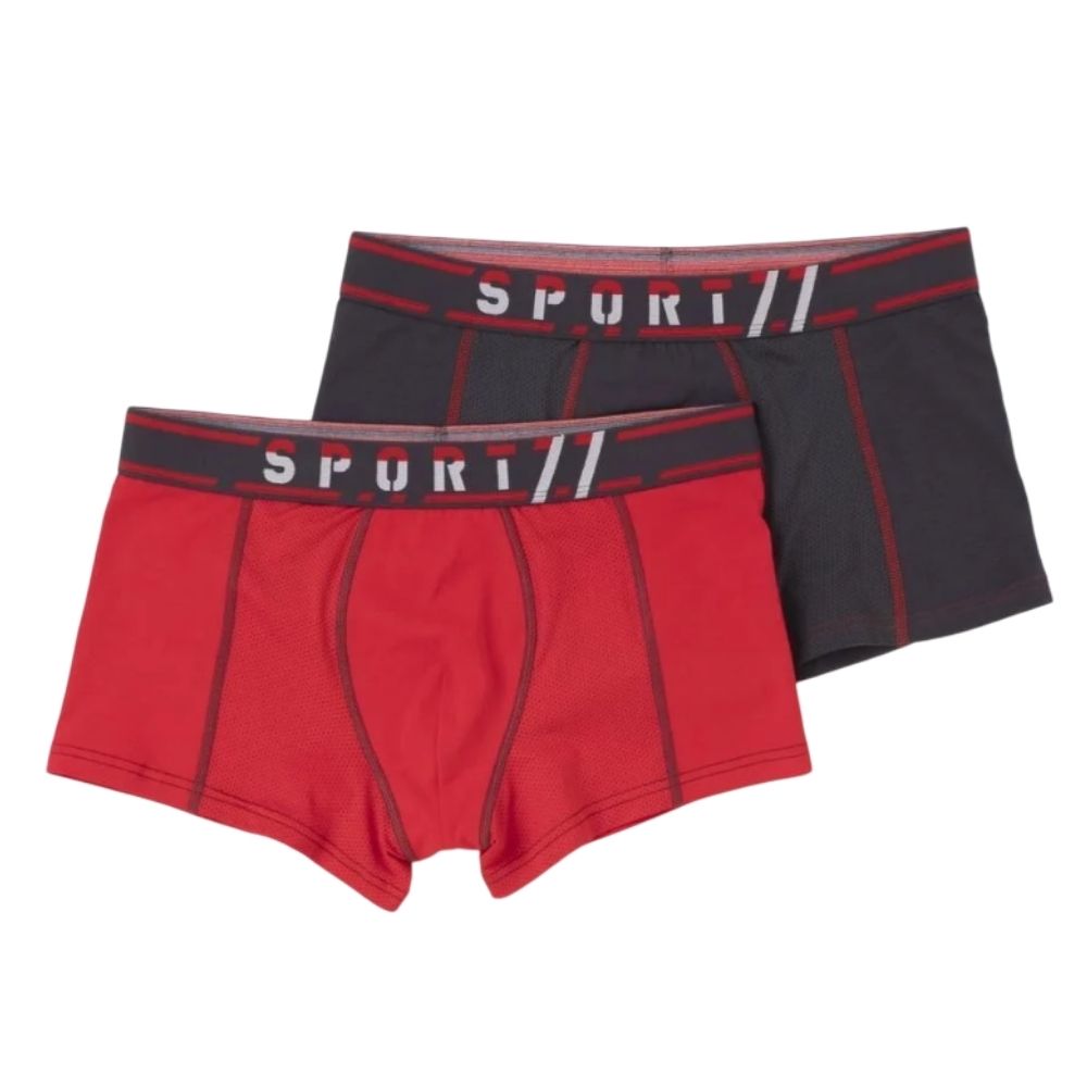 [690338] Lot 2 Boxers Homme Sport Rouge