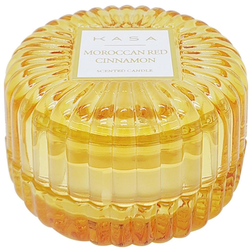 [722115] Bougie en Verre avec Couvercle Jaune Cannelle Kasa 5 cm