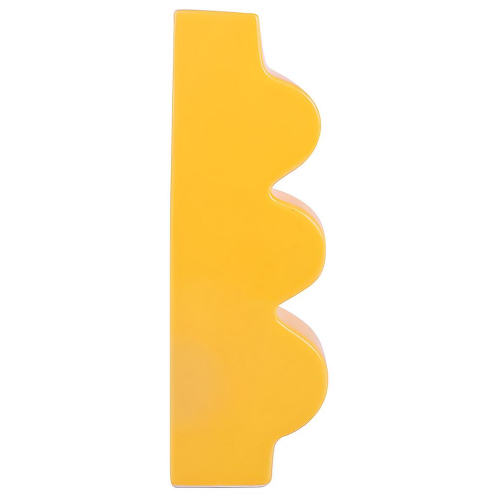[711297] Vase Porcelaine Ondulé Jaune Kasa 20cm