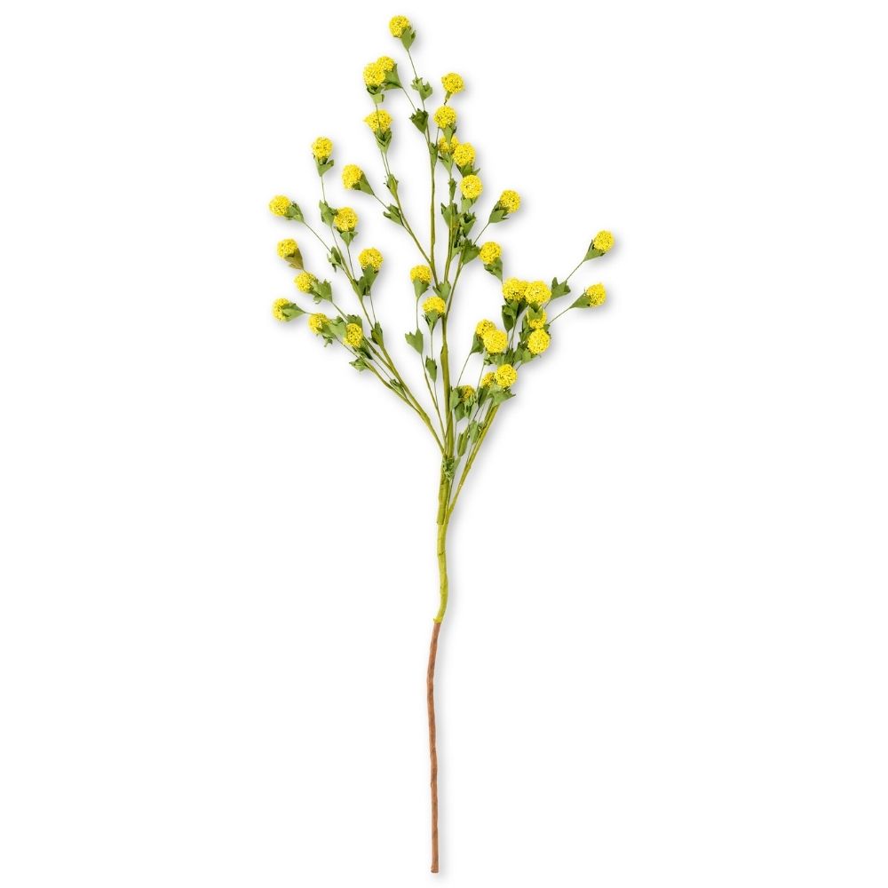 [730715] Tige Artificielle Fleurs Boule Jaune Kasa 79cm