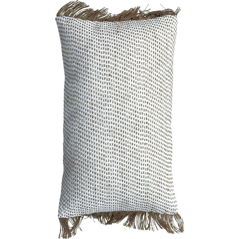 [731346] Coussin Rectangulaire Beige Solide Kasa 30x50cm