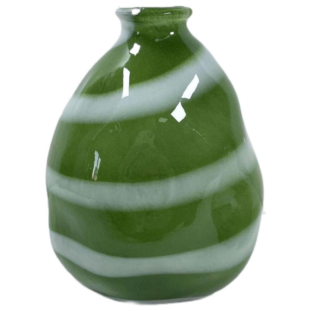 [716205] Vase en Porcelaine Rayures Horizontales Blanches Kasa 16x20cm 