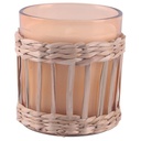 Bougie en Verre Orange Décorée de Paille Kasa 9cm