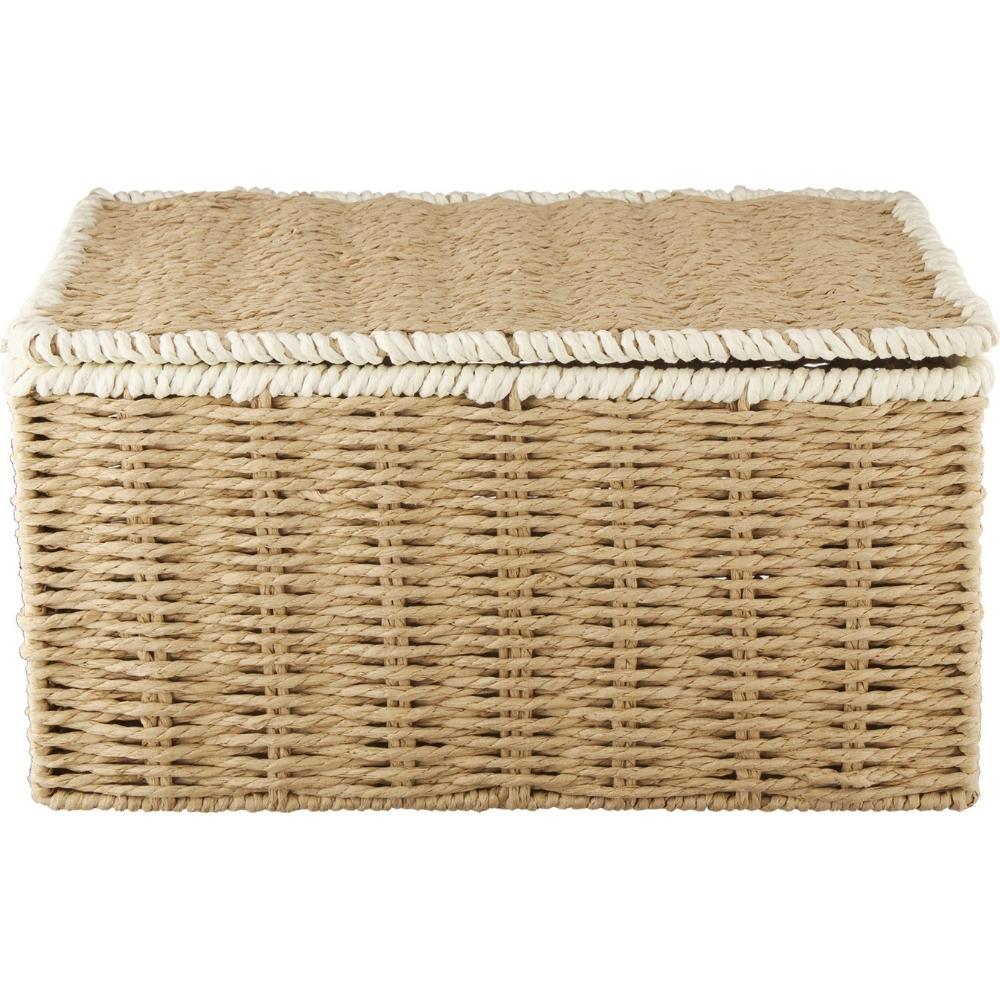 Box Rectangulaire en Métal et Jute avec Bord Blanc Kasa 24x34x17 cm
