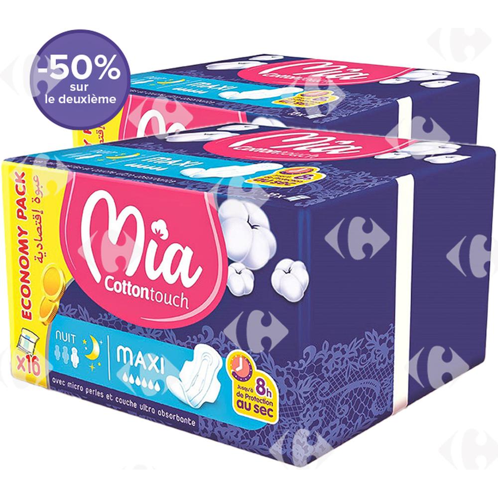 Lot 2 Packs Serviettes Hygiéniques Mia Ultra Fine Nuit 7 unités 2ème à -50%