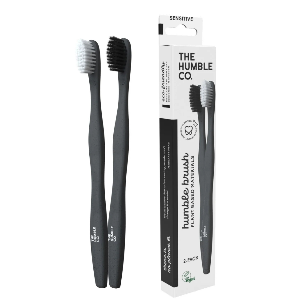 Brosses à Dents Souples Végétales Noir & Blanc The Humble Co 2 unités