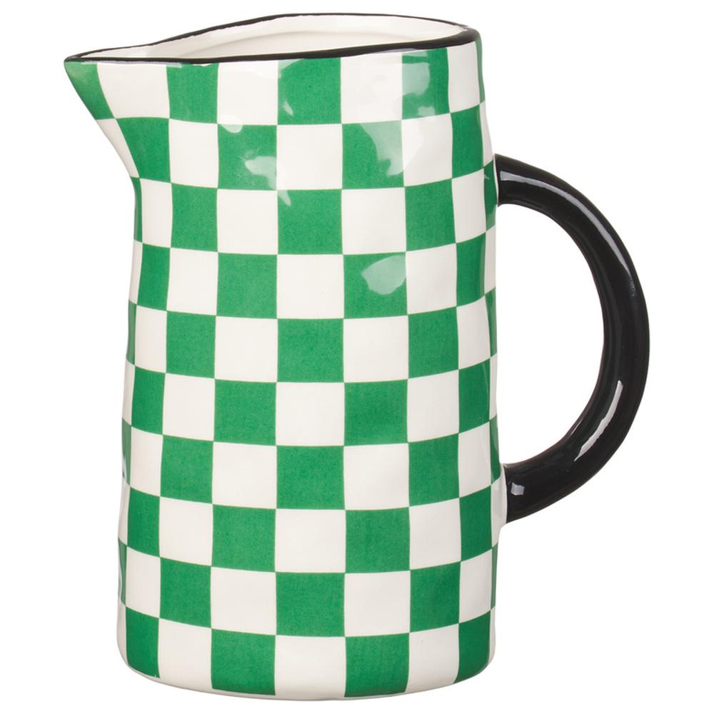 Vase Pichet Céramique Carreaux Vert Graph Kasa 18x20cm
