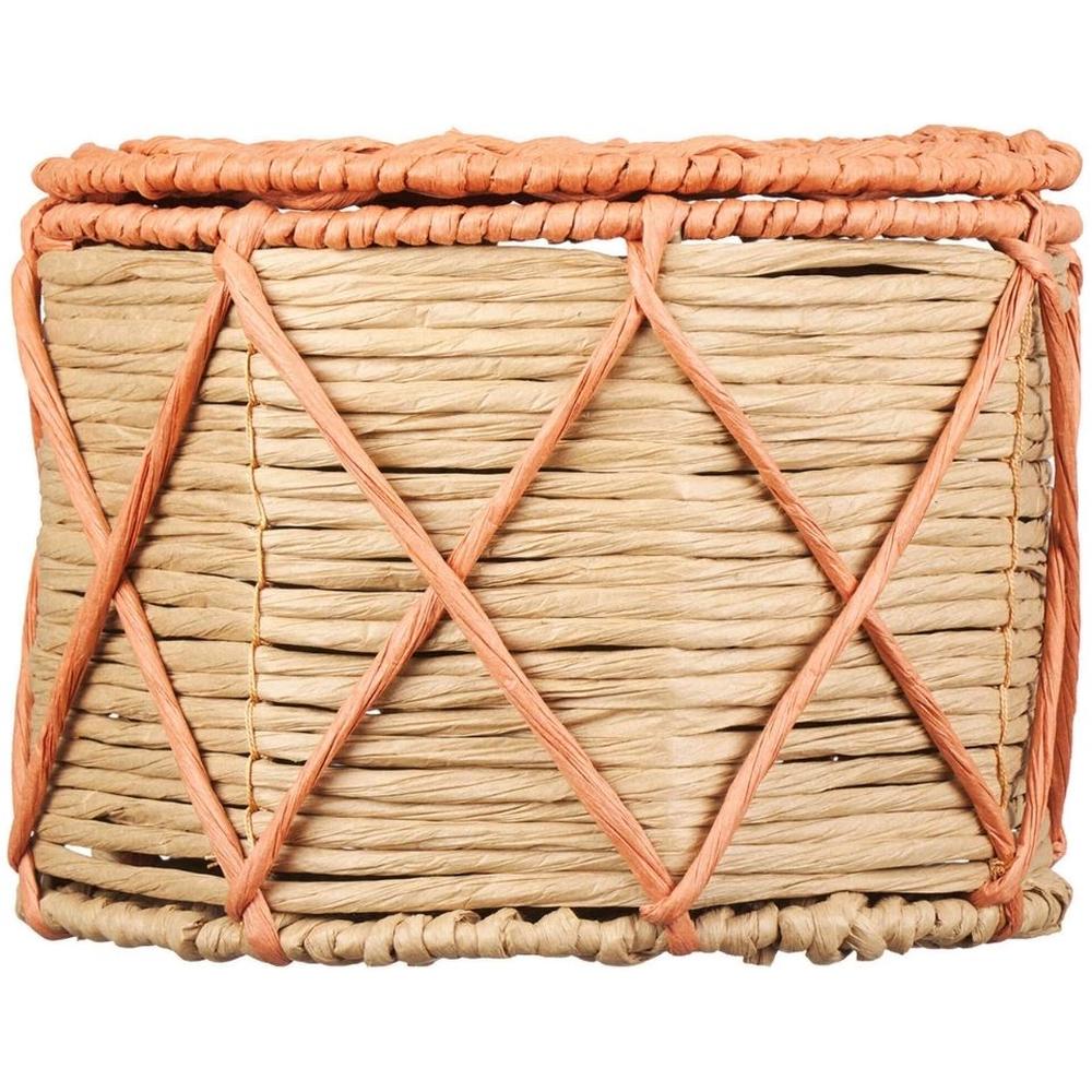 [716666] Panier Rond Corde en Metal Orange à Couvercle Kasa 18x24cm 