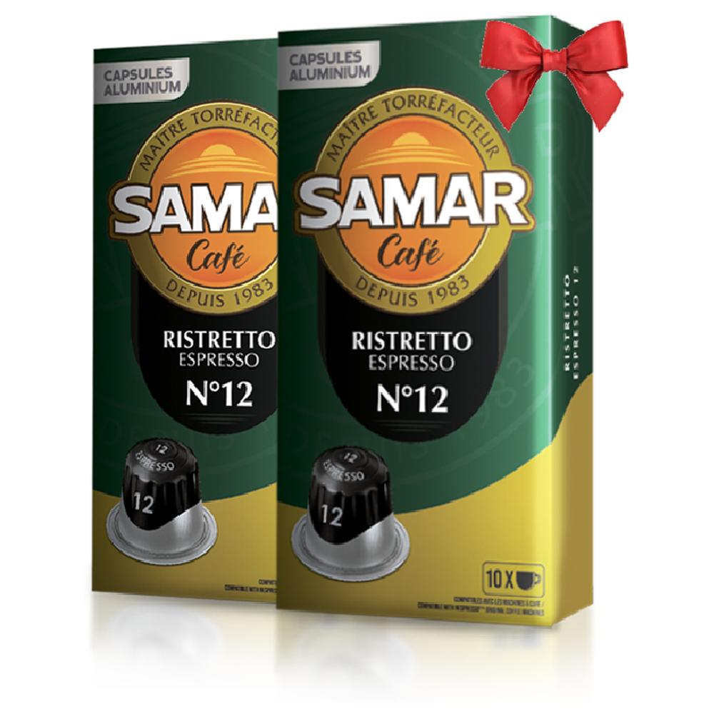 [721431] Lot de 2 Cafés Capsules Aluminium Espresso Ristretto Intensité 12 Samar 10 unités