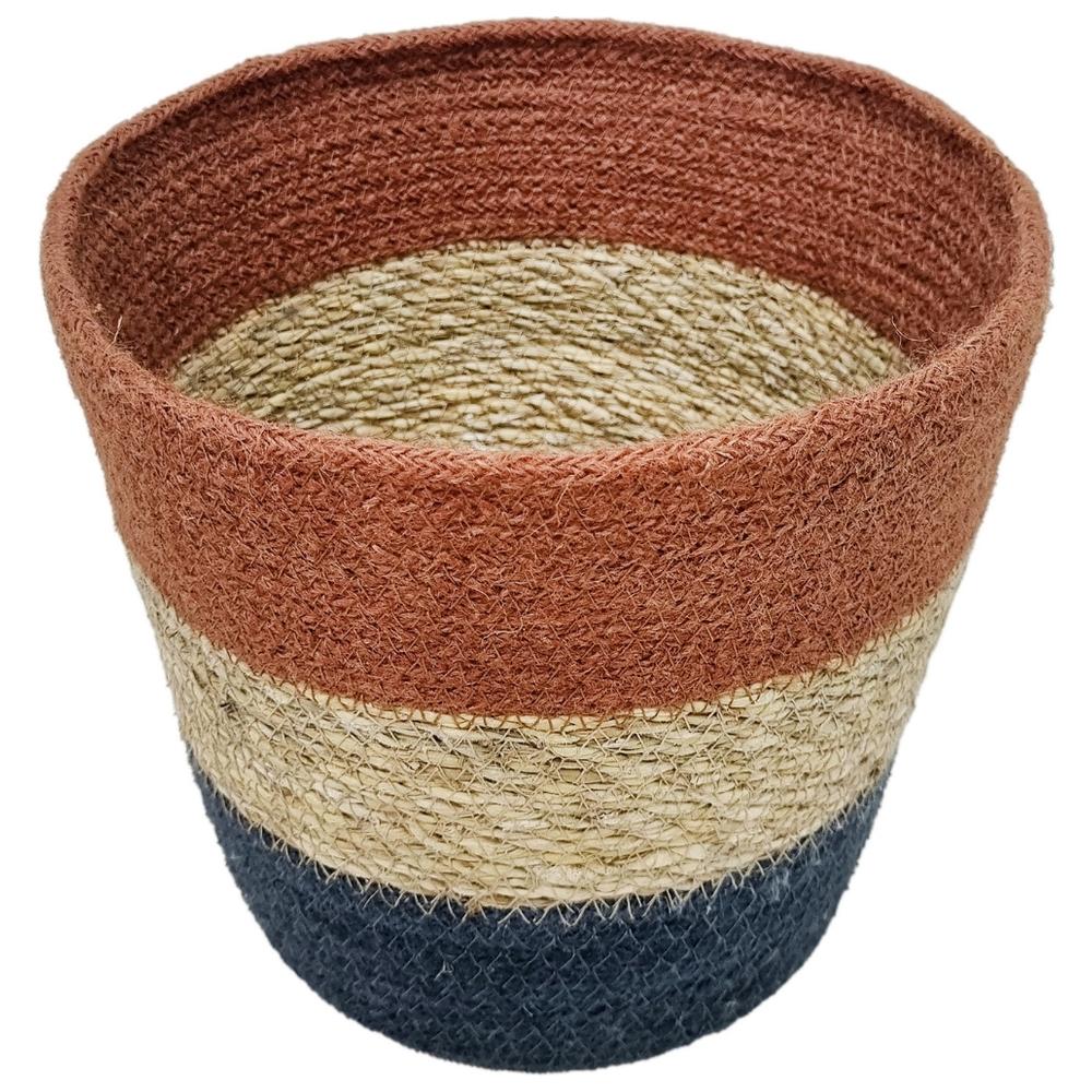 Panier à Bandes Bleu/Rouge/Écru Extra-Grand Jute Kasa