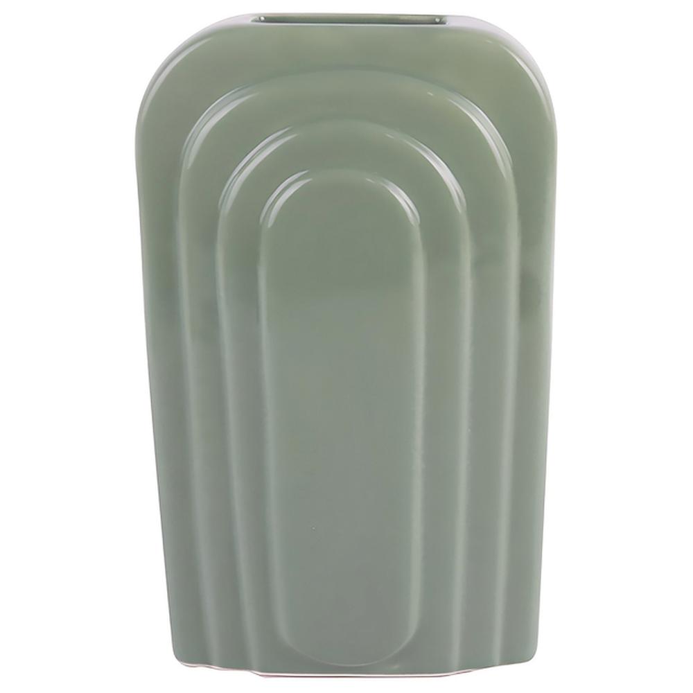 [711419] Vase Porcelaine Strié Vert Boho Kasa 18cm