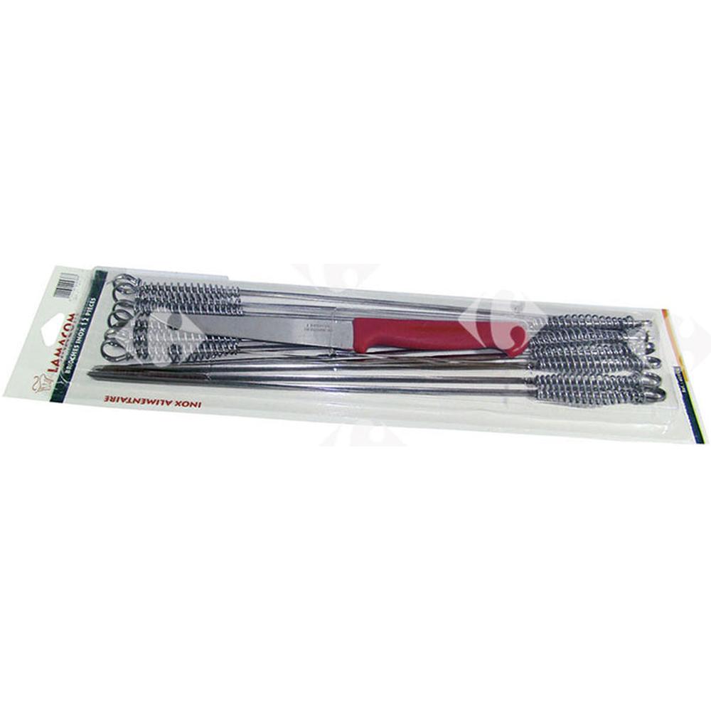 Série de Broches en Inox Lamacom 12 unités + Couteau