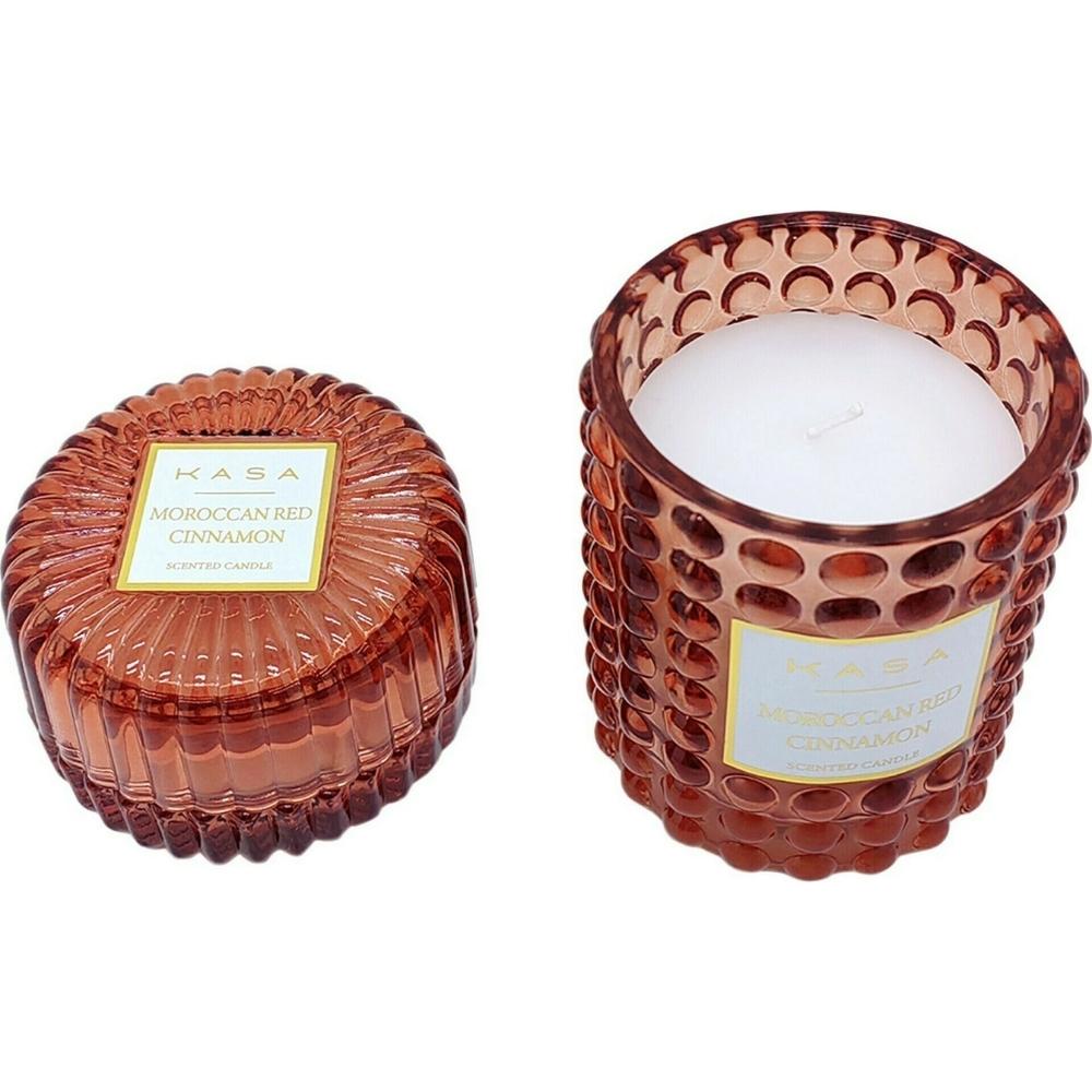 [722101] Lot de 2 Bougies en Verre Ocre Cannelle Kasa 21 x 15 cm