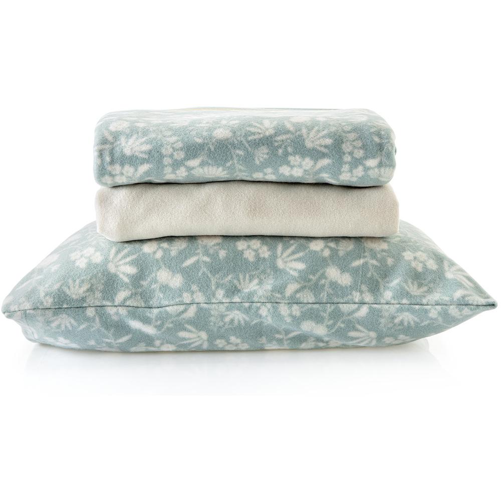 [710548] Set Drap Thermique Fleurs Vertes 160x270cm
