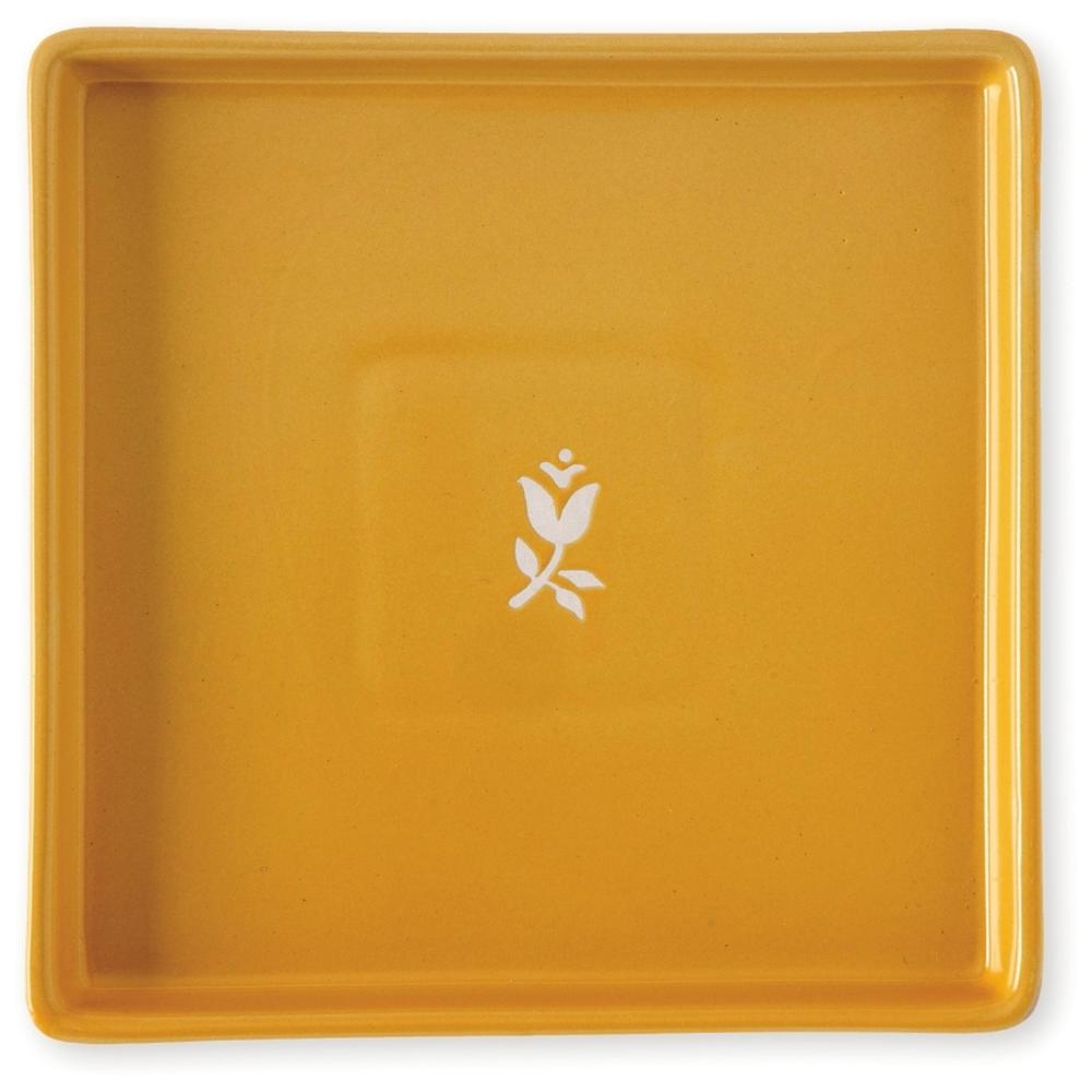 Assiette Porcelaine Carrée Flower Jaune Kasa 18cm