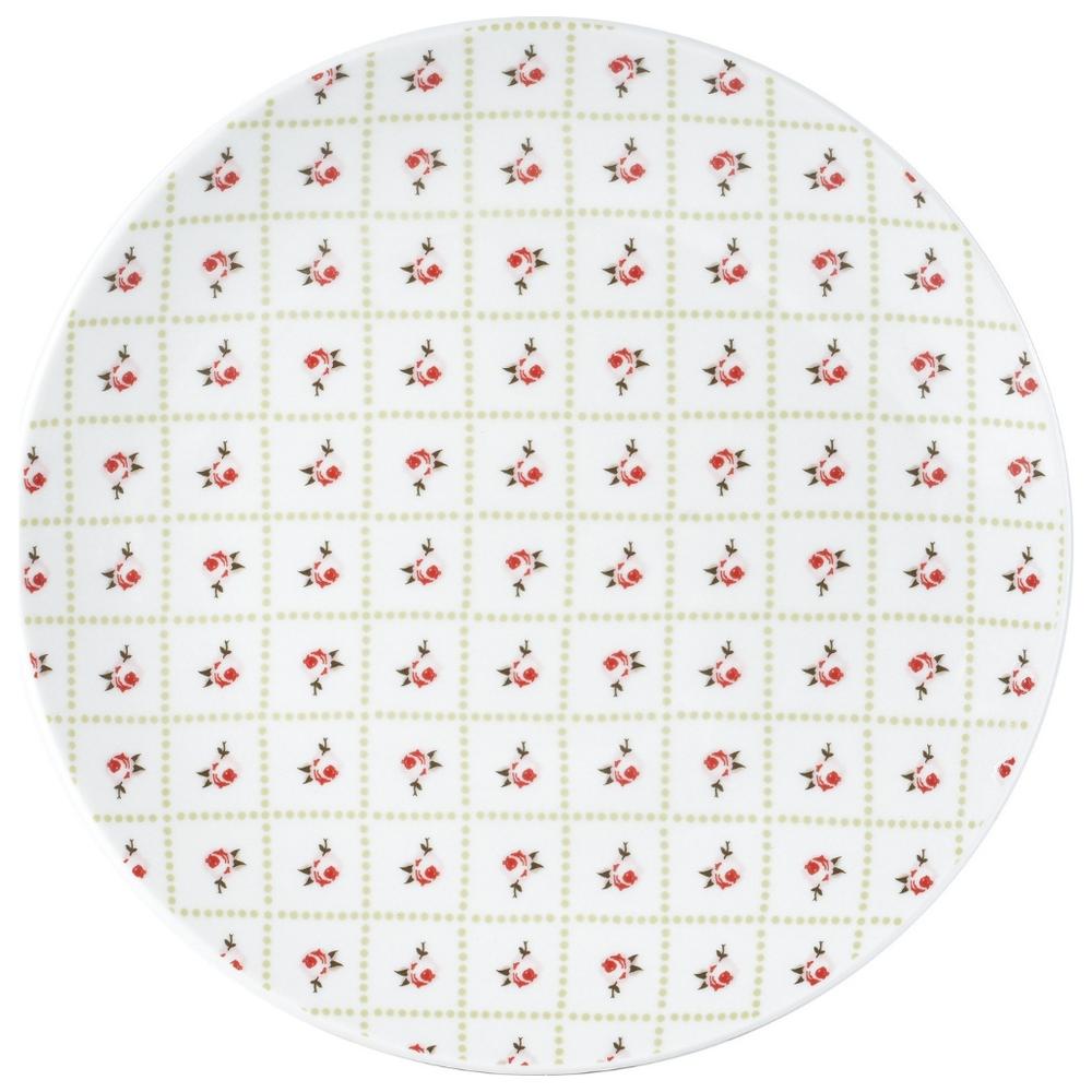 [722670] Assiette à Dessert en Porcelaine Blanche Fleurs Kasa 19 cm