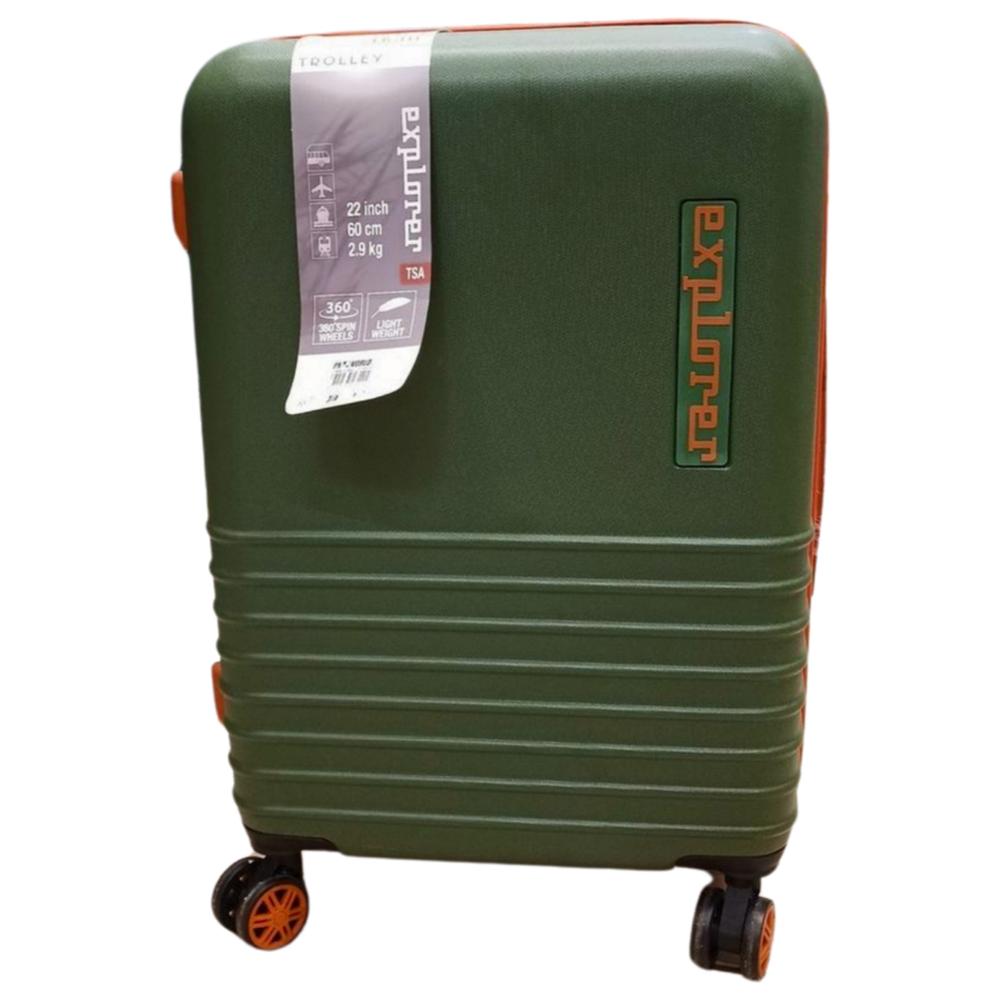 [706302] Valise Rétro 4 Roues Vert Explorer Petit Modèle 60cm