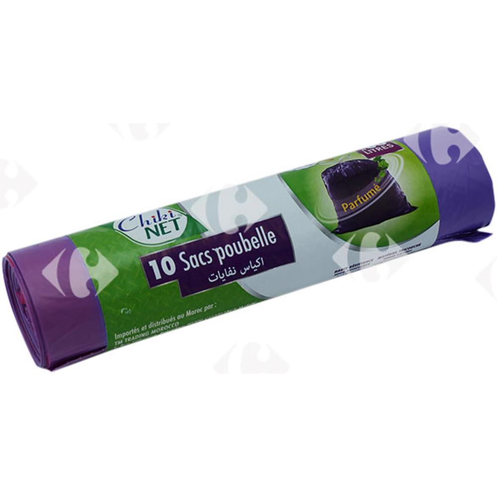 [634560] Sac Poubelle Parfumé Lien Coulissant 60L Chikinet 10 unités
