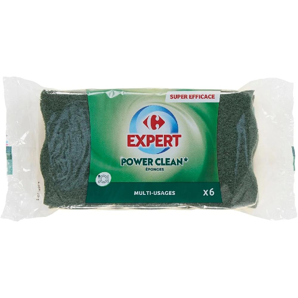 [724864] Éponges Végétales Grattantes Vertes Carrefour Expert 6 unités