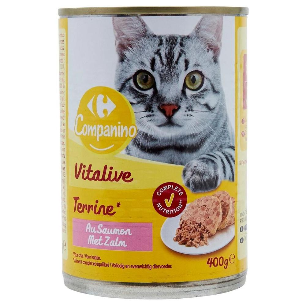 Pâtée pour Chat Adulte Terrine au Saumon Carrefour 400g