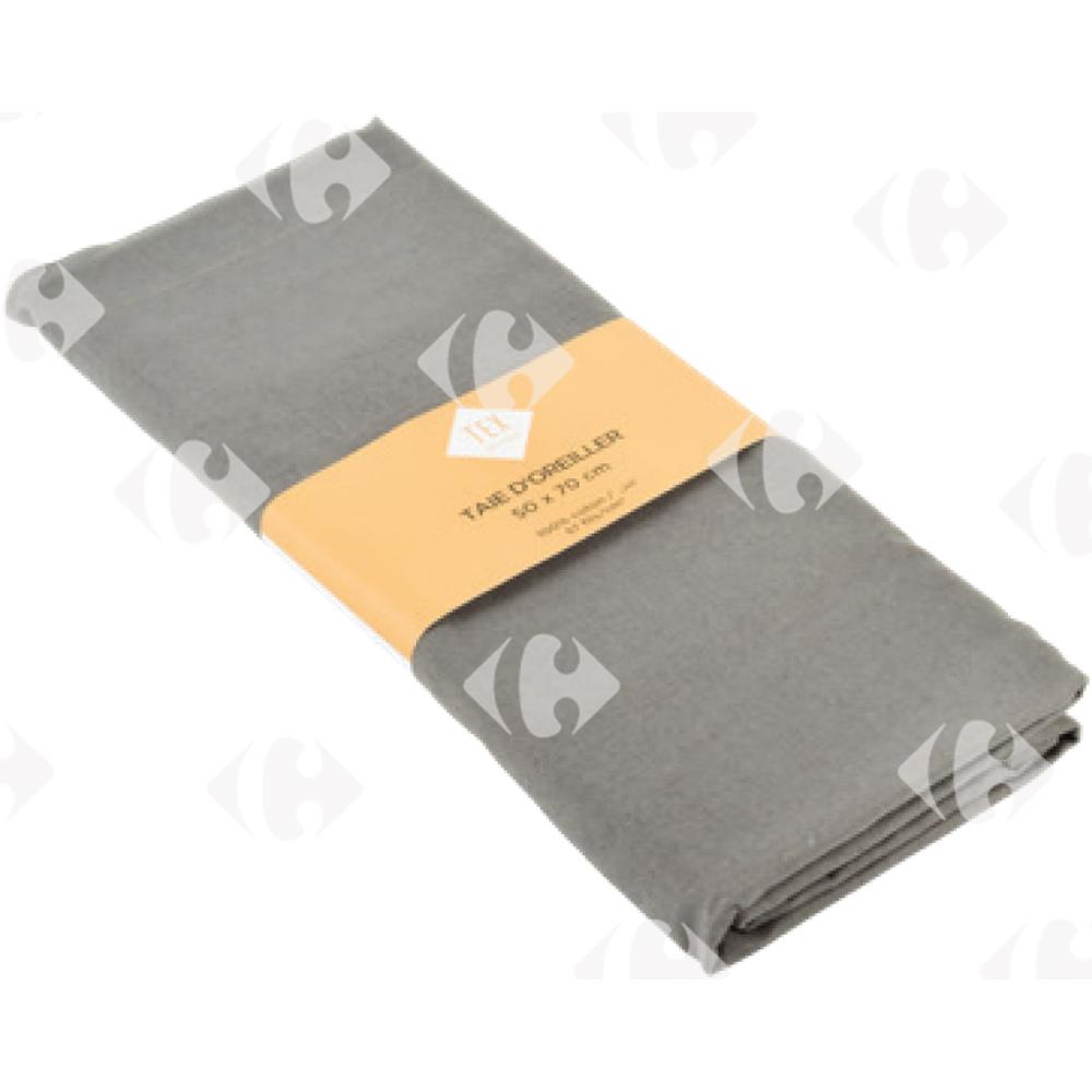 Taie d'Oreiller Gris Clair 100% Coton Tex Home 50x70cm