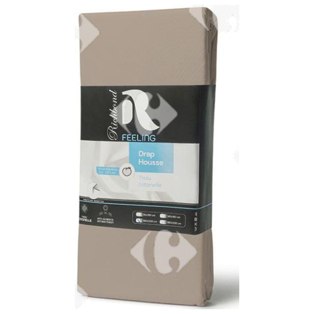 Drap Housse en Microfibre Beige Foncé 100% Cotonelle Richbond 160x200cm