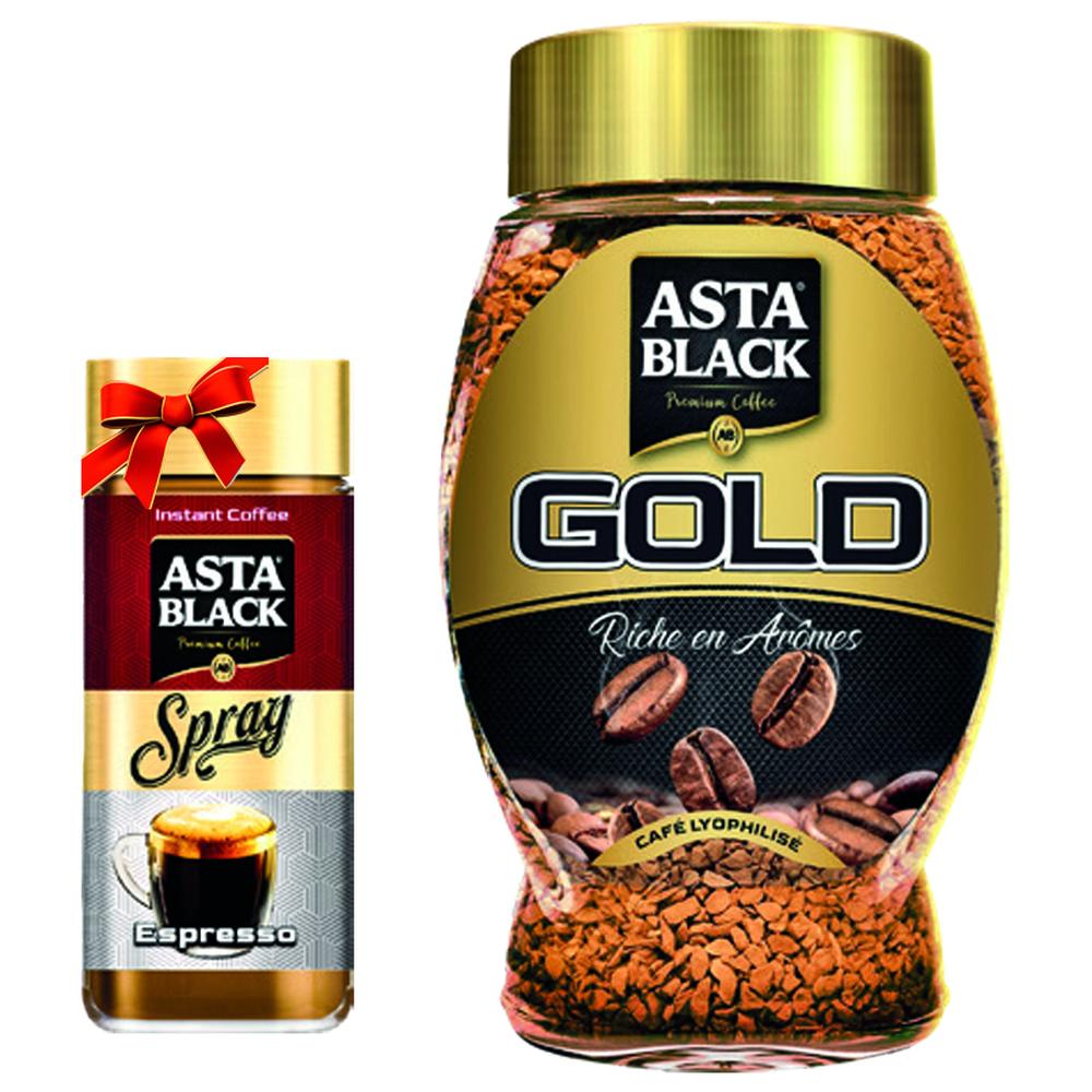 [725689] Café Lyophilisé Gold Asta Black 190g + Spray Asta Black 40g Offert