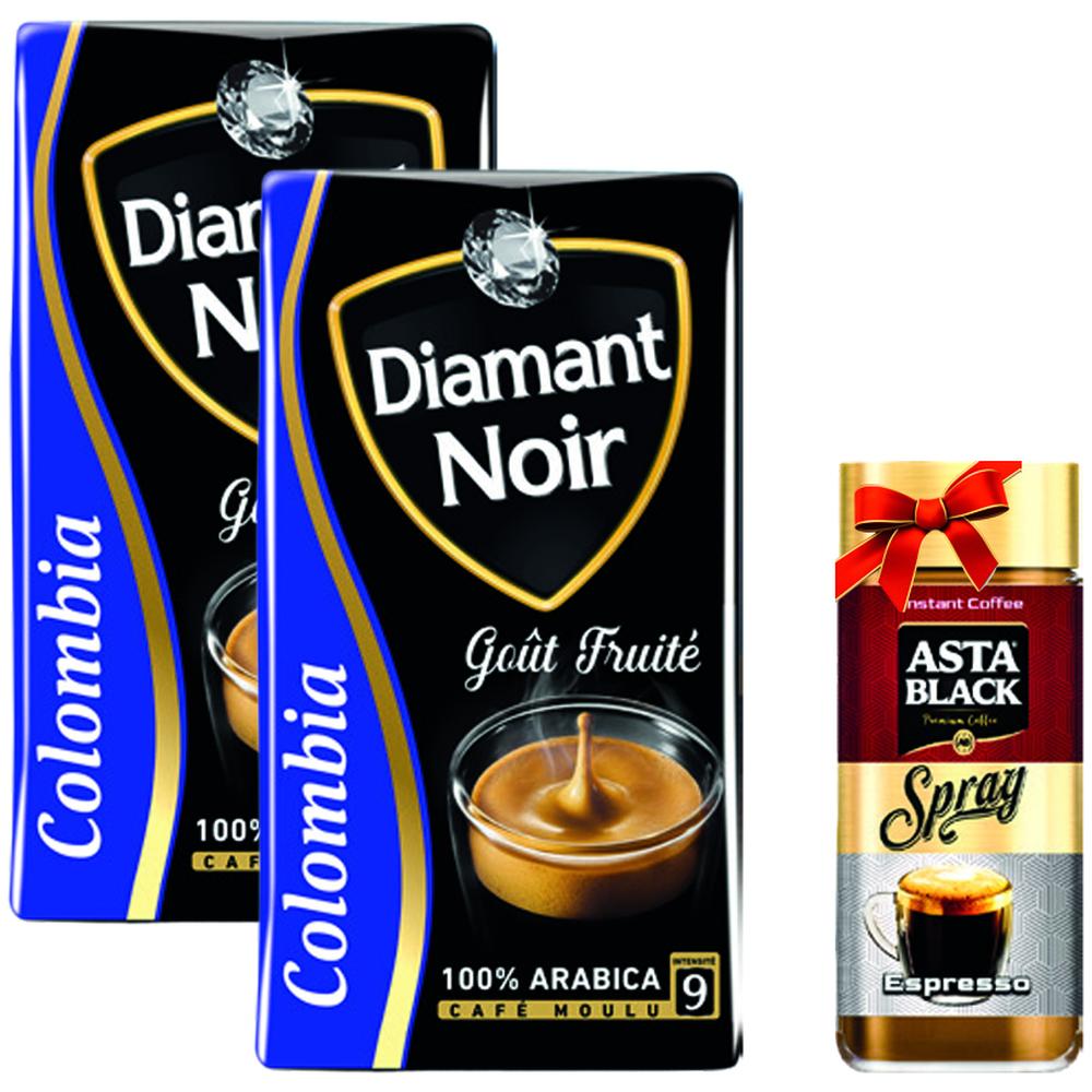 [725690] Lot Café Moulu Diamant Noir 2 unités 200g + Spray Asta Black 40g Offert