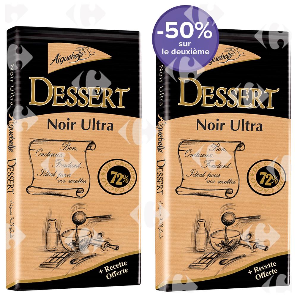 [663944] Pack 2 Desserts Chocolat Noir 72% Cacao Aiguebelle 175g 2ème à -50%