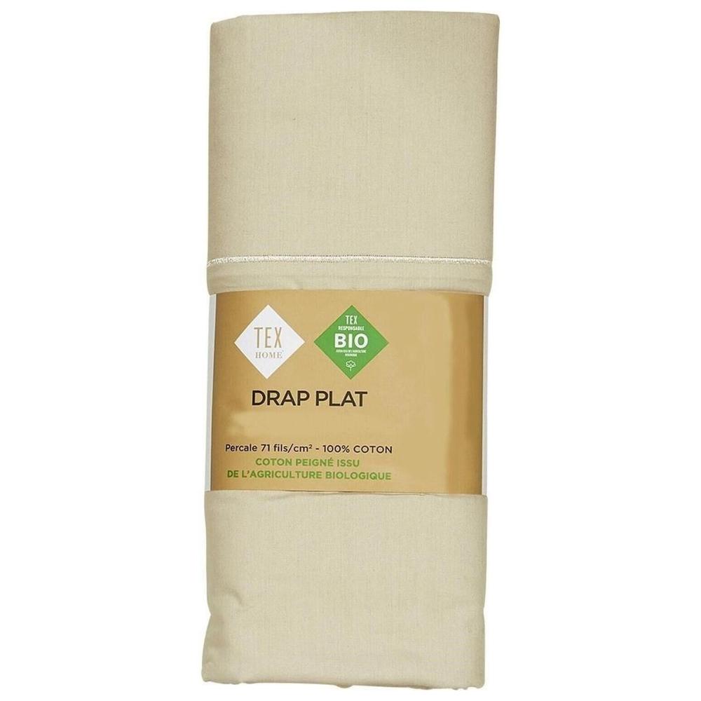 [702532] Drap Plat Percale Beige Tex Home 270x300 cm