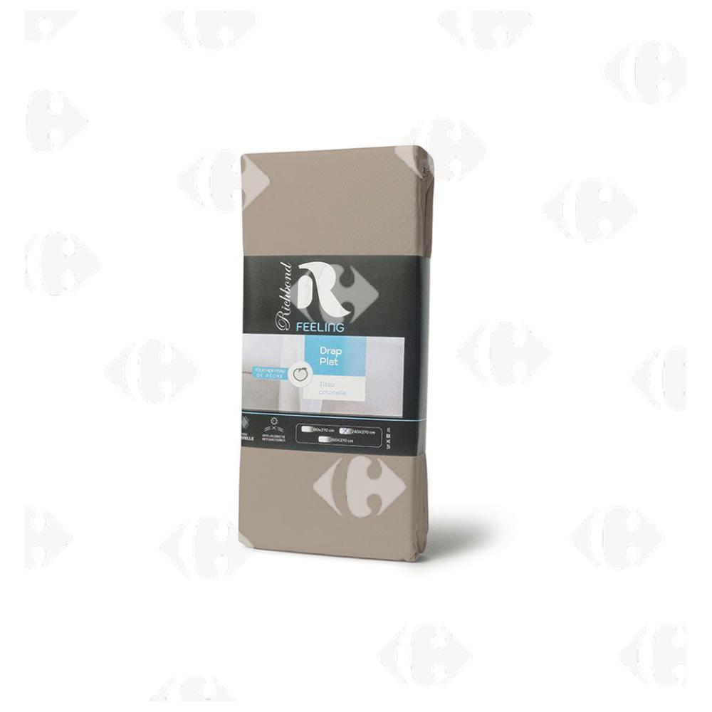 [685005] Drap Plat en Microfibre Beige Foncé 100% Cotonelle Richbond 180x270cm.