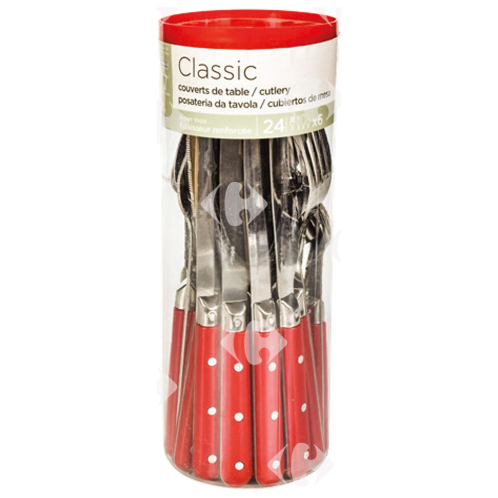 [616734] Ménagère Classic Rouge Carrefour Home 24 unités